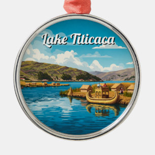 Schwimmende Inseln des Titicacasees Vintage Ornament Aus Metall