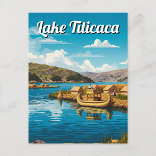 Schwimmende Inseln des Titicacasees Vintage Postkarte