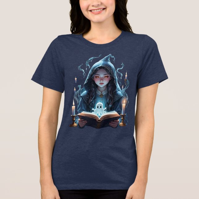 Schwimmende Kerzen, Geister und junge Hexen schnei Tri-Blend Shirt (Vorderseite)