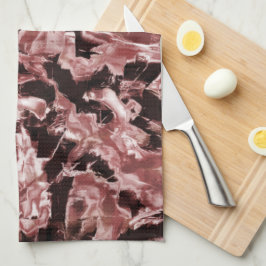 Schwimmende Kupfer- oder Felsschaufeln über dunkel Geschirrtuch