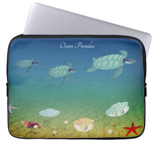 Schwimmende Meeresschildkröten, Muscheln und Perle Laptopschutzhülle