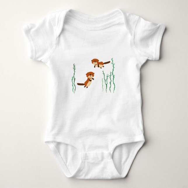Schwimmende Otter Baby Strampler (Vorderseite)