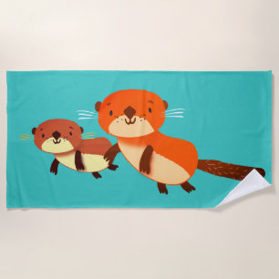 Schwimmende Otter Strandtuch