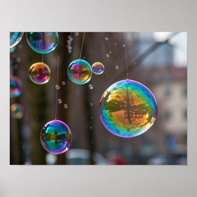 Schwimmende Regenbögen und Reflektionen Poster (Vorne)