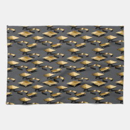 Schwimmende schwarze und goldene minimalistische m geschirrtuch