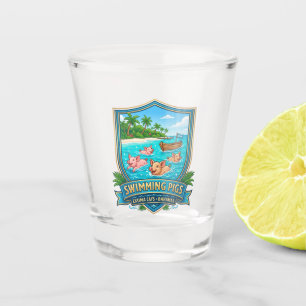 Schwimmende Schweine Exuma Cays Bahamas Bahamas Schnapsglas