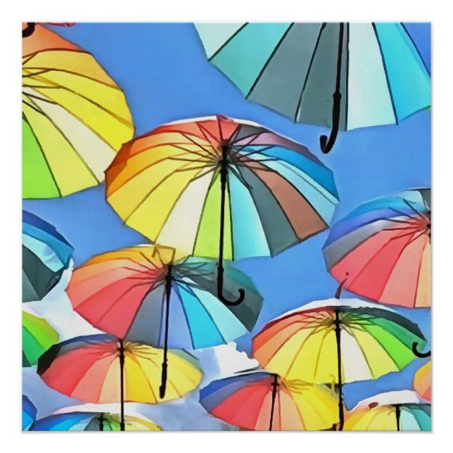 Schwimmende Sonnenschirme Art Poster (Vorderseite)
