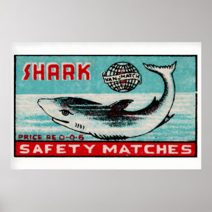 Schwimmender Hai - Matchbox-Druck - Ästhetische Wa Poster