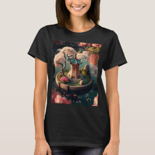 Schwimmender Schrein auf einem japanischen Garten T-Shirt