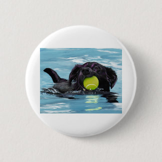Schwimmender schwarzer Labrador Button