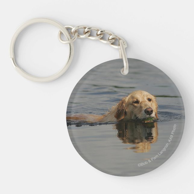 Schwimmendes golden retriever schlüsselanhänger (Vorderseite)