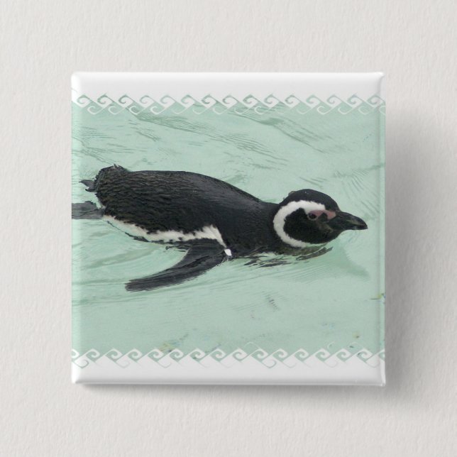 Schwimmenpenguin-Quadrat-Button Button (Vorderseite)