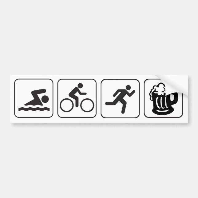 Schwimmenzykluslaufbier Triathlon triathlete Autoaufkleber (Vorne)