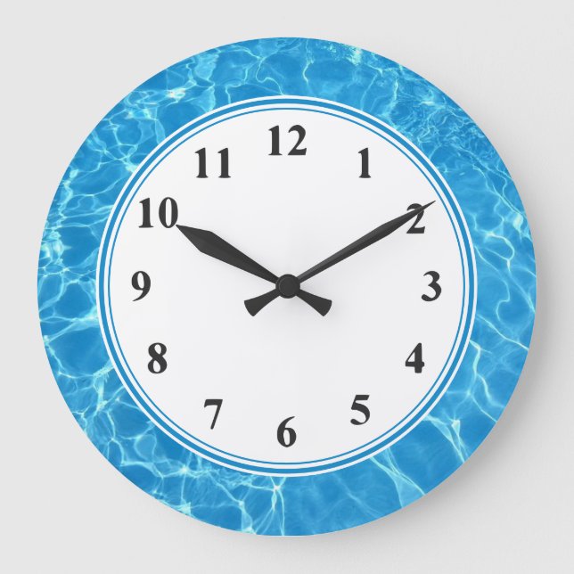 Schwimmer Aqua Blue Tropical Ocean Beach Themenlou Große Wanduhr (Vorderseite)