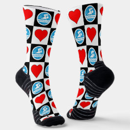 Schwimmer Baden und Tauchen Herz und Schwimmer Ico Socken