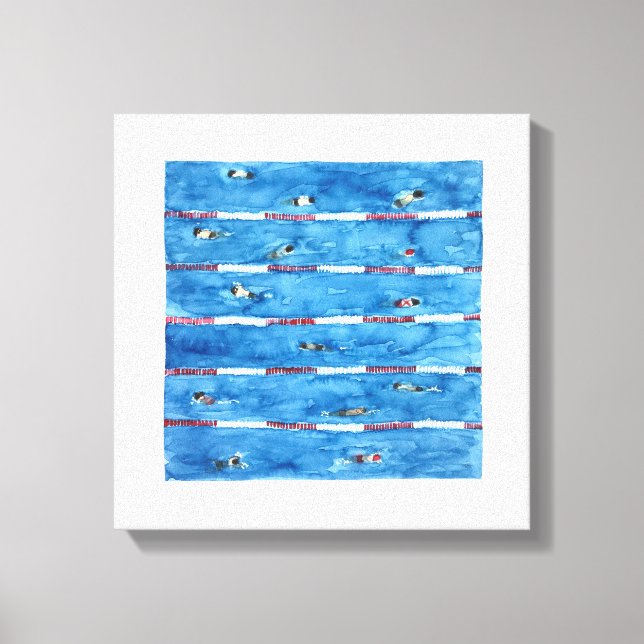 Schwimmer beim Aufwärmen im Wasser Leinwanddruck (Vorderseite)