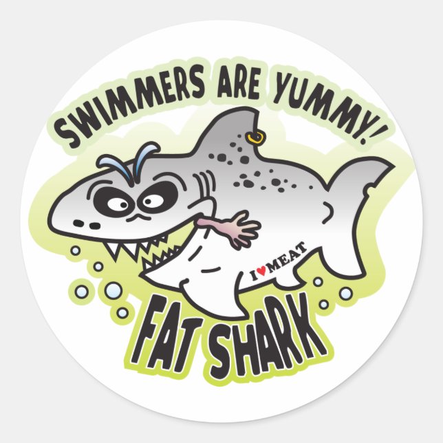 Schwimmer Fatshai Runder Aufkleber (Vorderseite)