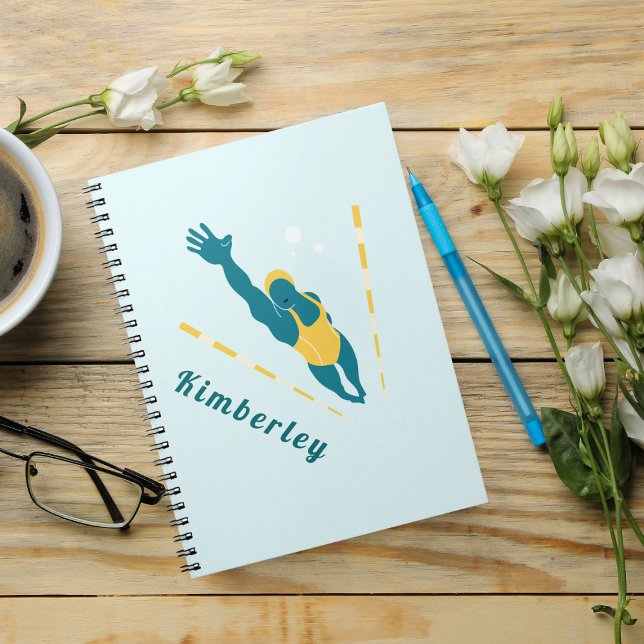 Schwimmer Illustration Schwimmen Individuelle Name Notizblock (Von Creator hochgeladen)