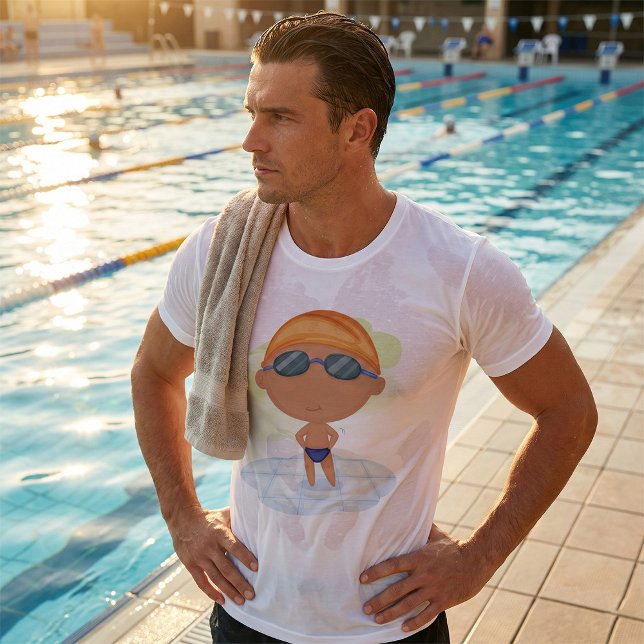 Schwimmer Junge in Glöckchen und Schwimmenkap T-Shirt (Von Creator hochgeladen)