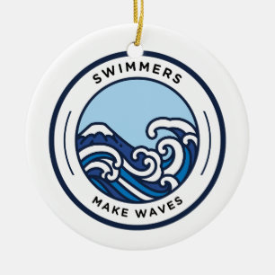 Schwimmer machen Wellen Weihnachtsbaumschmuck Keramik Ornament