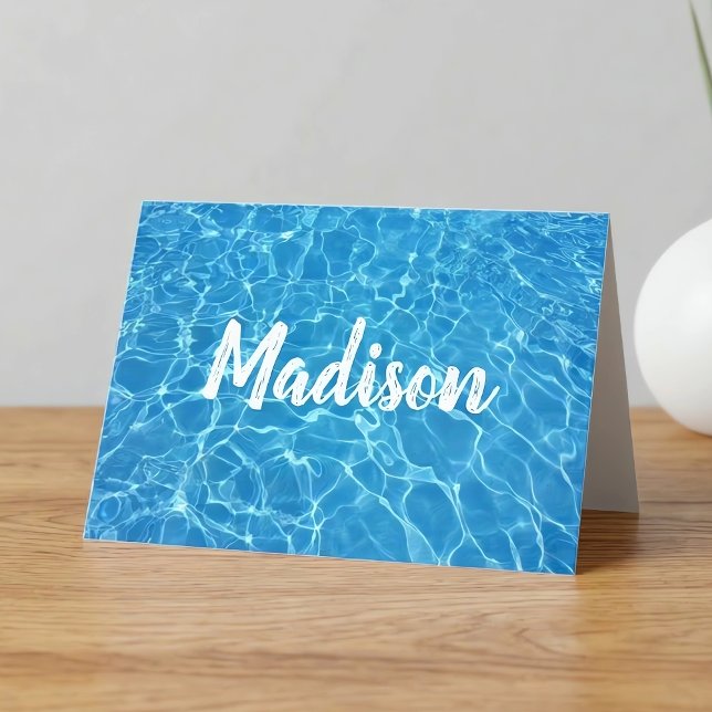 Schwimmer-oder Swim-Trainer-coole blaue Karte (Personalized swimming pool greeting card for swimmers, swim coaches or pool professionals.)