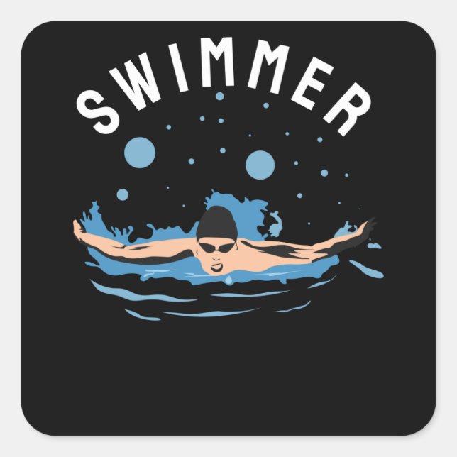 Schwimmer - Perfekte Gestaltung für Schwimmer Quadratischer Aufkleber (Vorderseite)