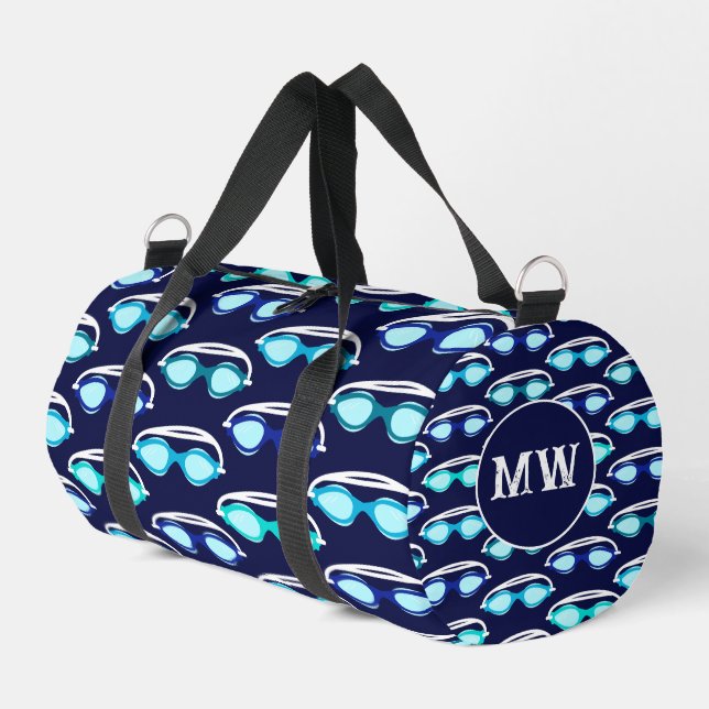 Schwimmer Schwimmbrille Muster Monogramm Duffle Bag (Linke Seite)