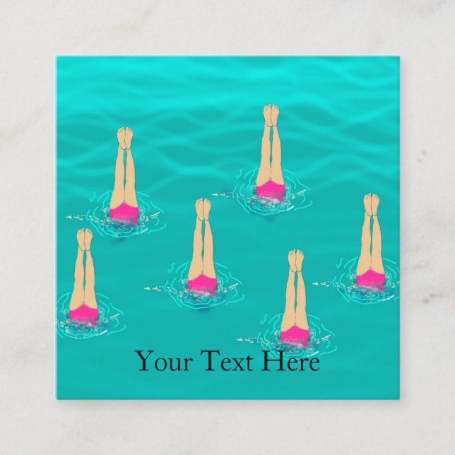 Schwimmer Synchro Baden unter Wasser Personalisier Quadratische Visitenkarte (Vorderseite)