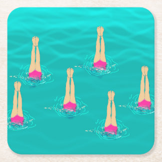 Schwimmer Synchro unter Wasser schwimmen Rechteckiger Pappuntersetzer