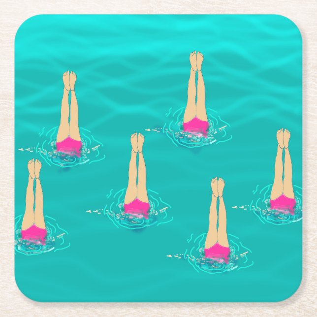 Schwimmer Synchro unter Wasser schwimmen Rechteckiger Pappuntersetzer (Vorderseite)