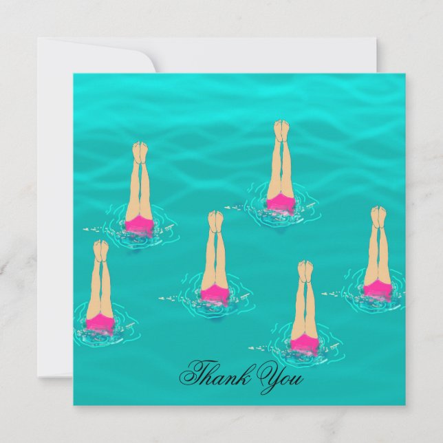 Schwimmer synchronisieren Schwimmen unter Wasser Dankeskarte (Vorderseite)