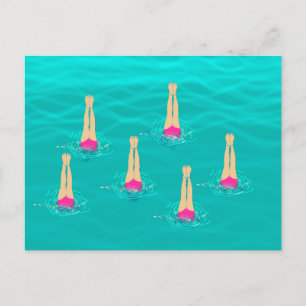 Schwimmer synchronisieren Schwimmen unter Wasser Postkarte
