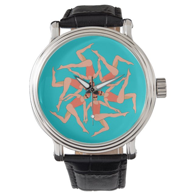 Schwimmer - Synchronschwimmkurographie Armbanduhr (Vorderseite)