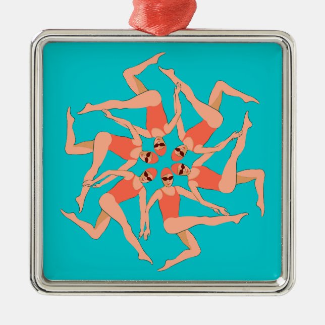 Schwimmer - Synchronschwimmkurographie Ornament Aus Metall (Vorne)