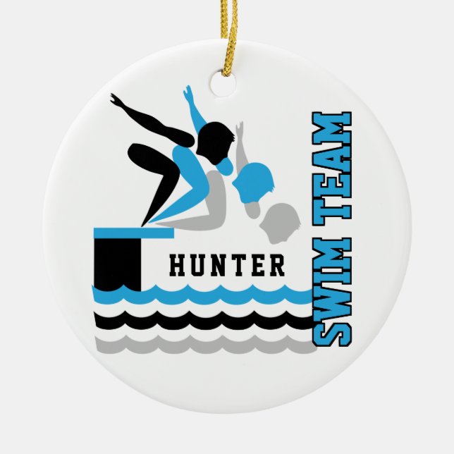 Schwimmer / Tauchteam - Baby Blue-Boy Keramik Ornament (Vorne)