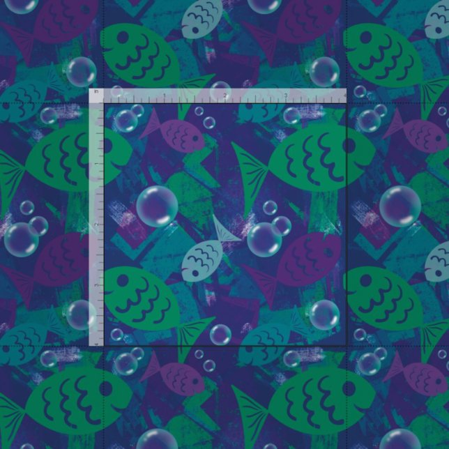 Schwimmfische und Blasen Vibranntes Reef Muster Stoff (Von Creator hochgeladen)