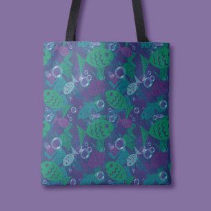 Schwimmfische und Blasen Vibranntes Reef Muster Tasche