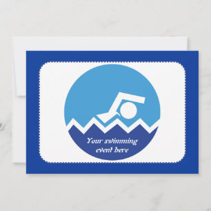Schwimmgeschenke, Schwimmer auf einem blauen Kreis Einladung