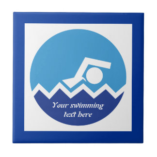 Schwimmgeschenke, Schwimmer auf einem blauen Kreis Fliese