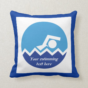 Schwimmgeschenke, Schwimmer auf einem blauen Kreis Kissen
