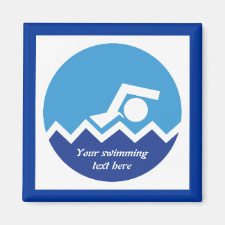Schwimmgeschenke, Schwimmer auf einem blauen Kreis Magnet