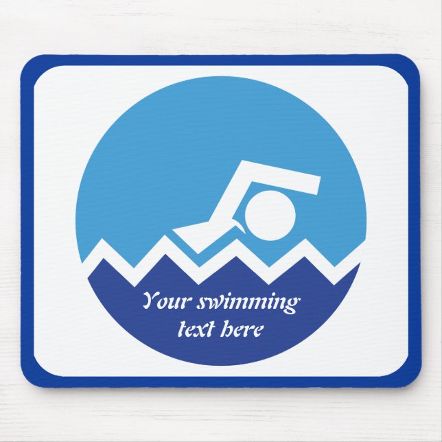 Schwimmgeschenke, Schwimmer auf einem blauen Kreis Mousepad (Vorne)
