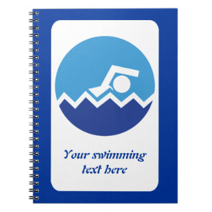 Schwimmgeschenke, Schwimmer auf einem blauen Kreis Notizblock