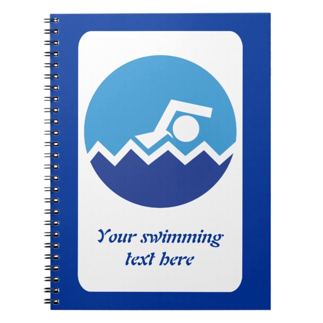 Schwimmgeschenke, Schwimmer auf einem blauen Kreis Notizblock (Vorderseite)