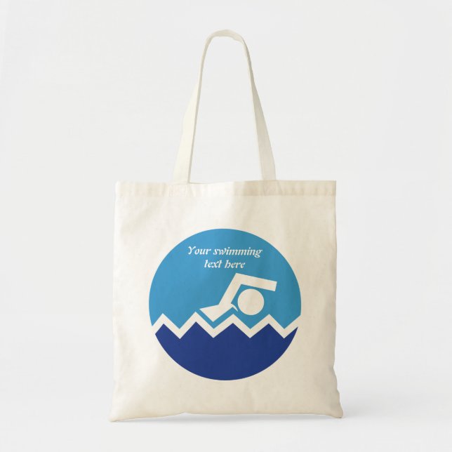 Schwimmgeschenke, Schwimmer auf einem blauen Kreis Tragetasche (Vorne)