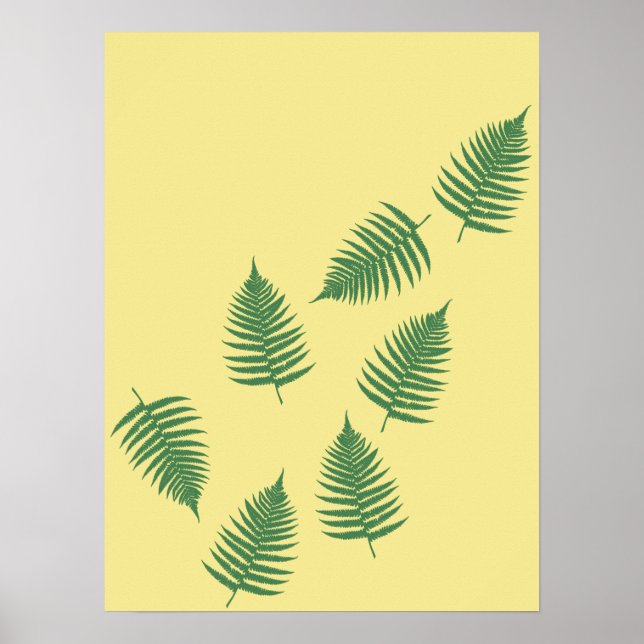 Schwimmgrüne Blätter Stilvolles Abstraktes Poster (Vorne)