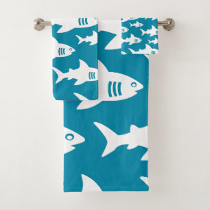 Schwimmhaie-Muster Badhandtuch Set