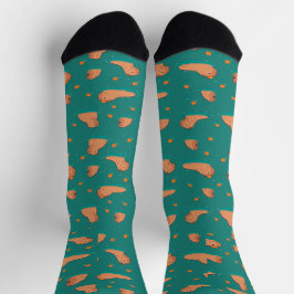 Schwimmkapybaras mit orangefarbenen socken