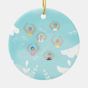 Schwimmkünstler Künstlerisches Schwimmen Winte Keramik Ornament