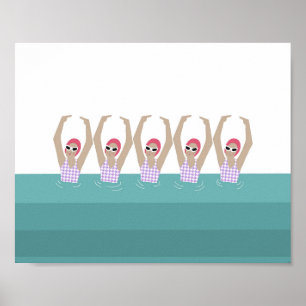 Schwimmkünstler Synchro Swimming Design Art Poster